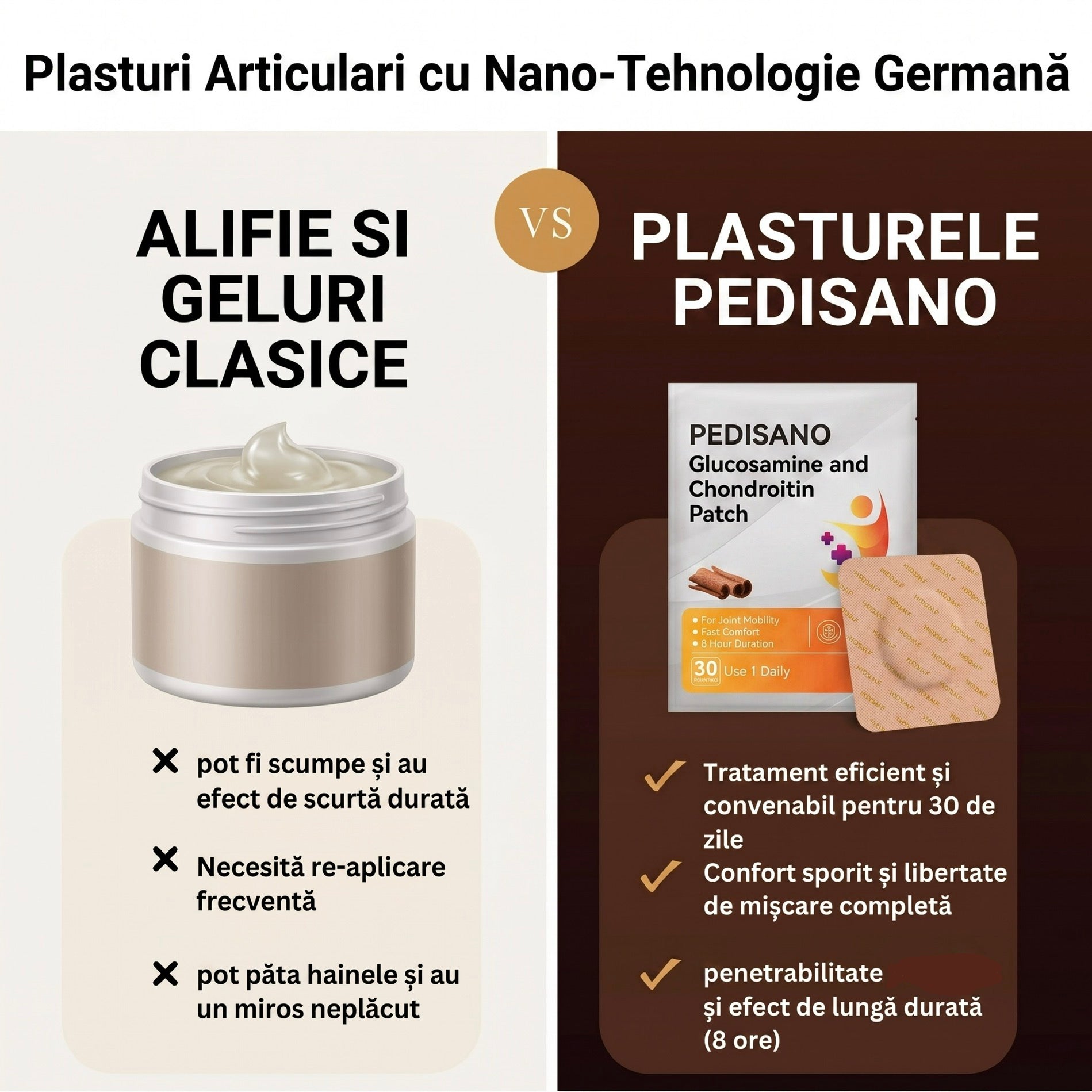 Plasturi Articulari cu Nano-Tehnologie Germană, 1 Plic (30 Plasturi)